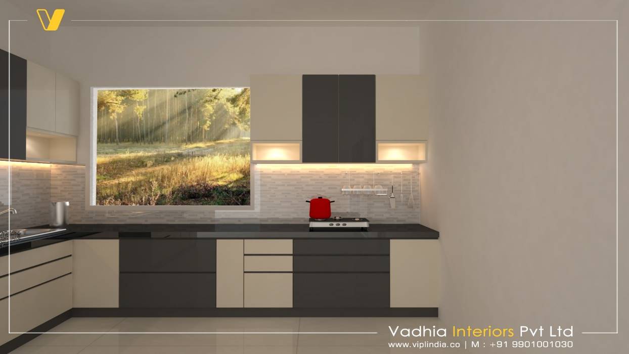 3 BHK Interiors For Mr Dileep , Vadhia Interiors Pvt Ltd Vadhia Interiors Pvt Ltd وحدات مطبخ