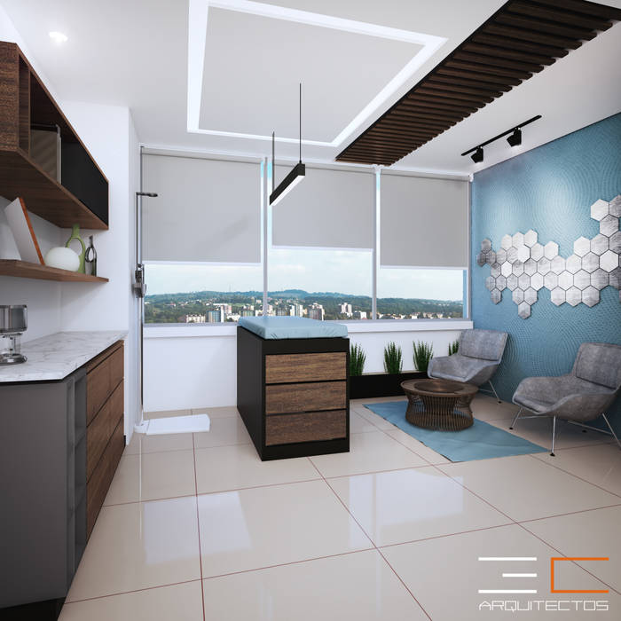 Consultorio CC ¨[Irapuato, Gto.], 3C Arquitectos S.A. de C.V. 3C Arquitectos S.A. de C.V. Powierzchnie handlowe Drewno O efekcie drewna Kliniki