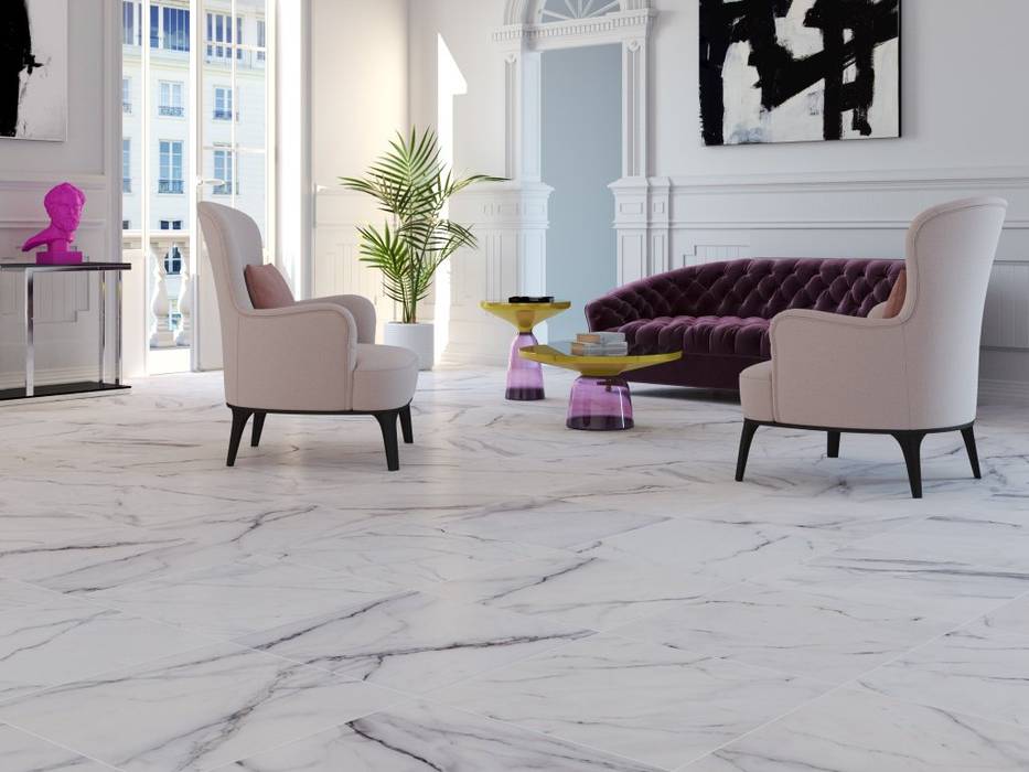 Sala con piso estilo mármol salones modernos de interceramic mx moderno