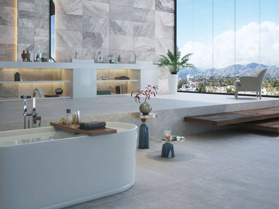 Bano Estilo Spa Con Tonos Grises Interceramic Mx Banos Modernos Ceramico Gris Homify