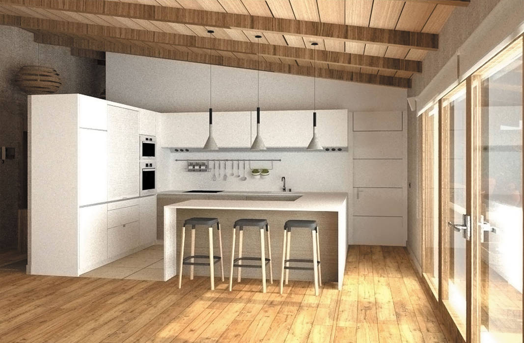 Vivienda Unifamiliar en Cabueñes, Gijón - Actualmente en proyecto homify Cocinas de estilo mediterráneo cocina,reforma,casa contenedor,proyecto