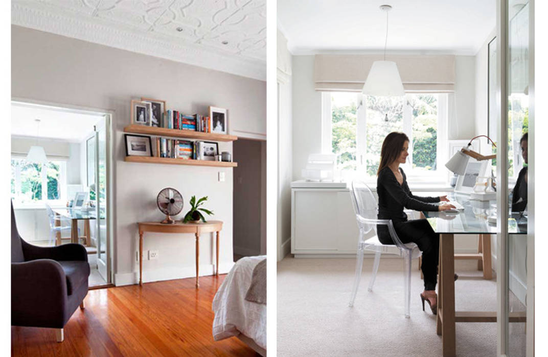 Study Metaphor Design Study/office Wood Wood effect Ghost Chair,Photographs,Floating shelves,Desk,Hall Table