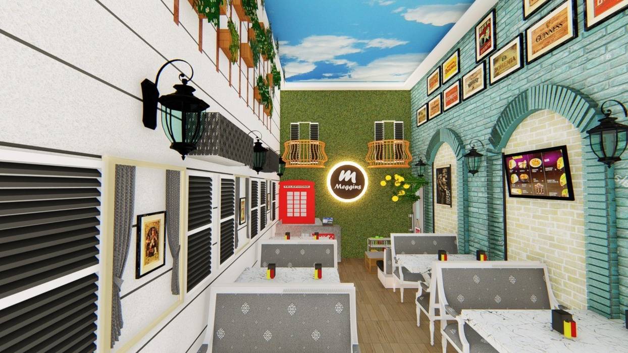 French Chic Cafe Design - City Socialite, Ecoinch Services Private Limited Ecoinch Services Private Limited 다른 방 사진 & 그림