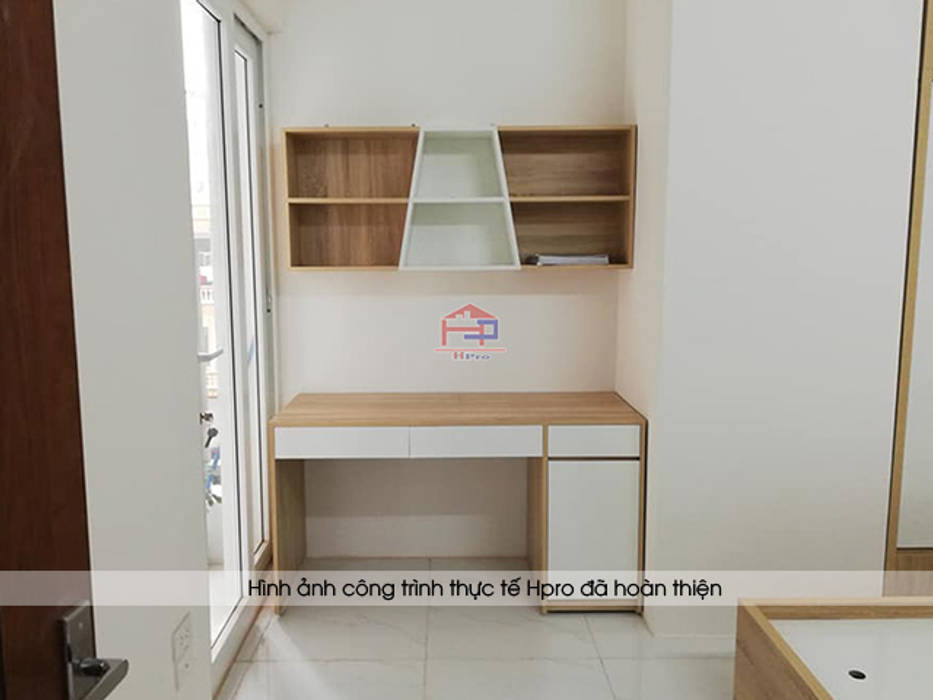 Hình ảnh thực tế không gian nội thất gỗ melamine trong phòng ngủ của bé nhà chị Lâm Anh - Xuân La Nội thất Hpro Phòng ngủ phong cách hiện đại tủ quần áo melamine,bàn học melamine,giường ngủ melamine,nội thất phòng ngủ,