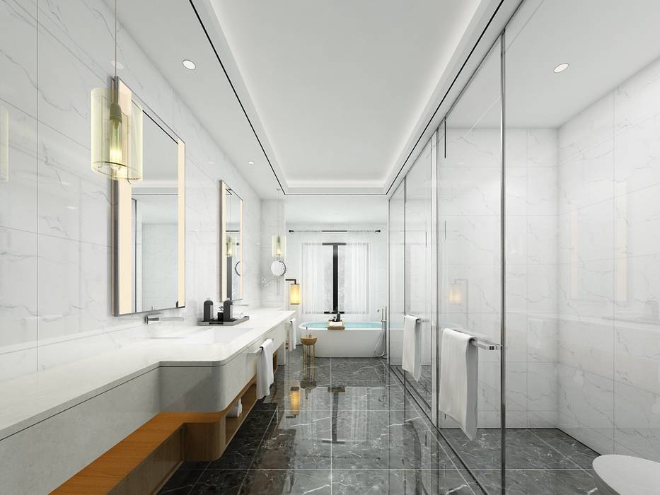 Villa Oturma Odası ve Banyo Tasarımı Lego İç Mimarlık & İnşaat Dekorasyon Modern Banyo Seramik modern banyo tasarım,modern banyo,beyaz banyo tasarımı