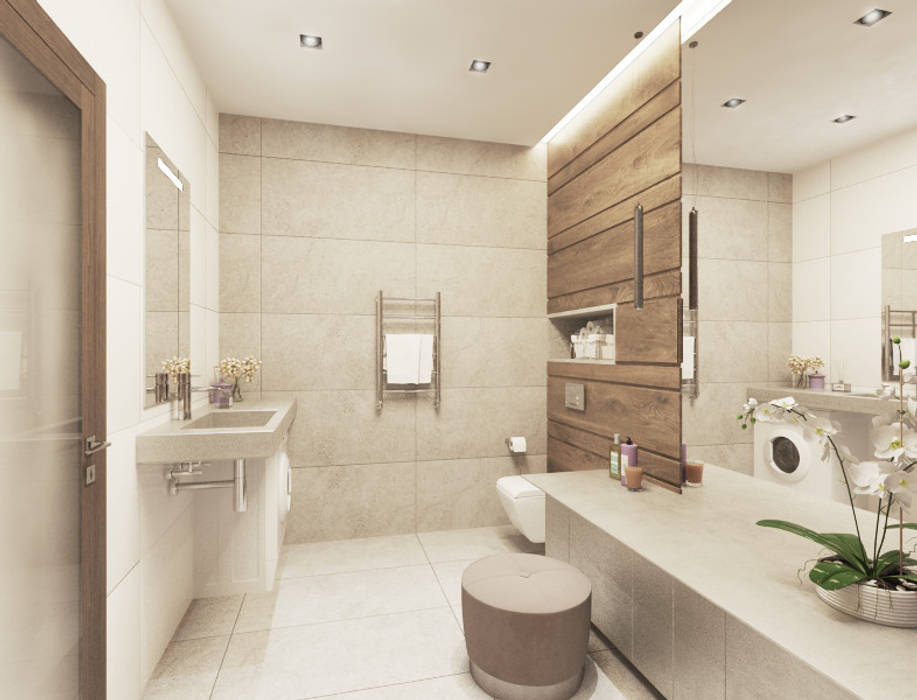 дизайн квартиры в современном стиле 92кв.м., lesadesign lesadesign Ванная комната в стиле минимализм