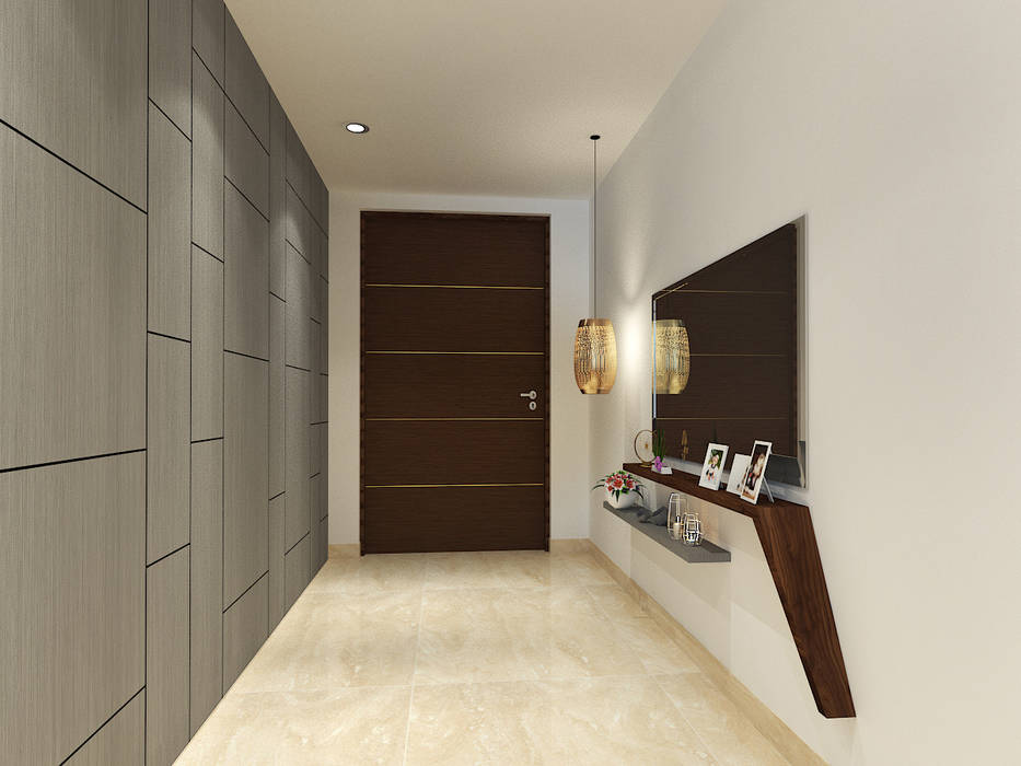 Apartment at DLF The Crest The Workroom Modern corridor, hallway & stairs FOYER