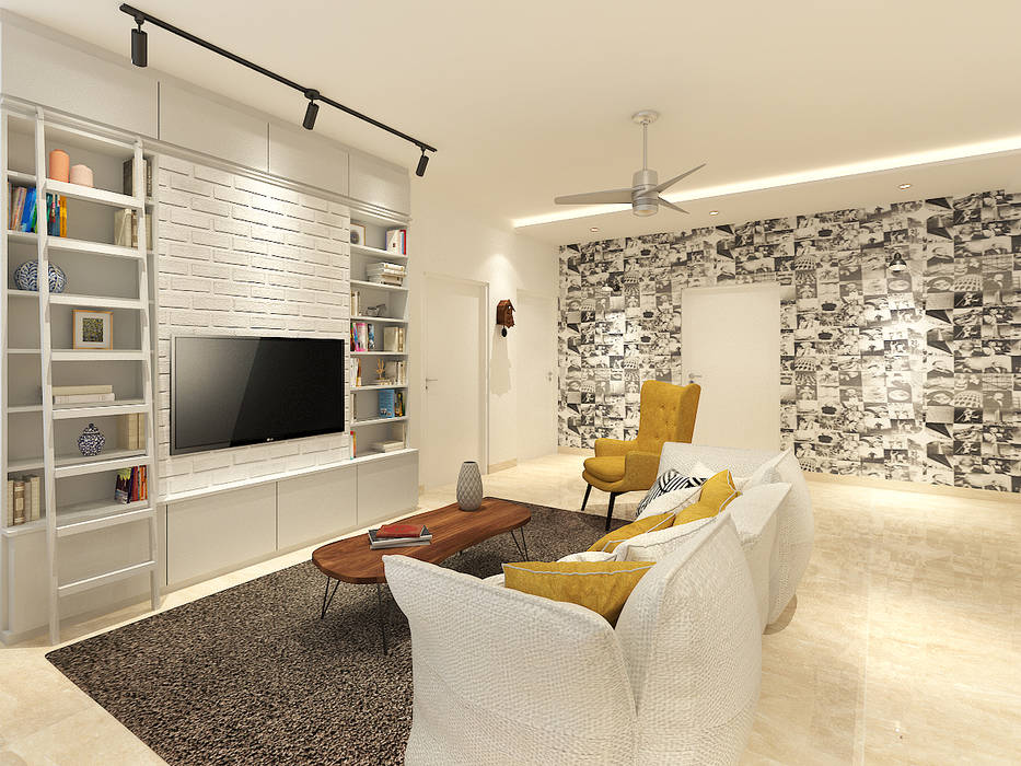 Apartment at DLF The Crest The Workroom Modern style media rooms