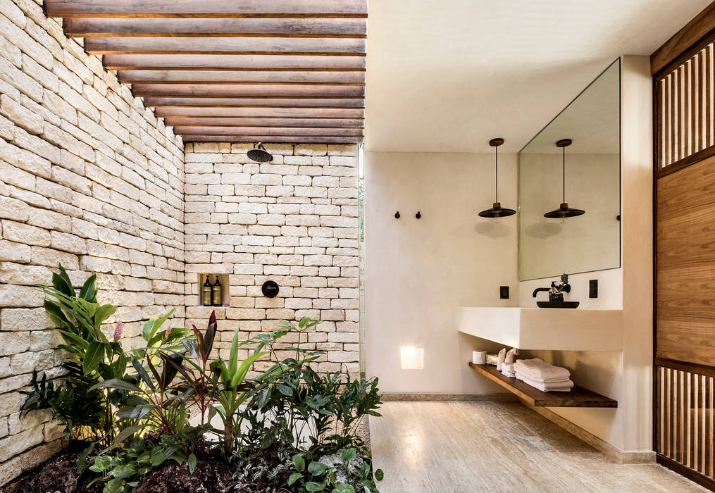 Jungle Keva, JAQUESTUDIO JAQUESTUDIO Tropical style bathrooms