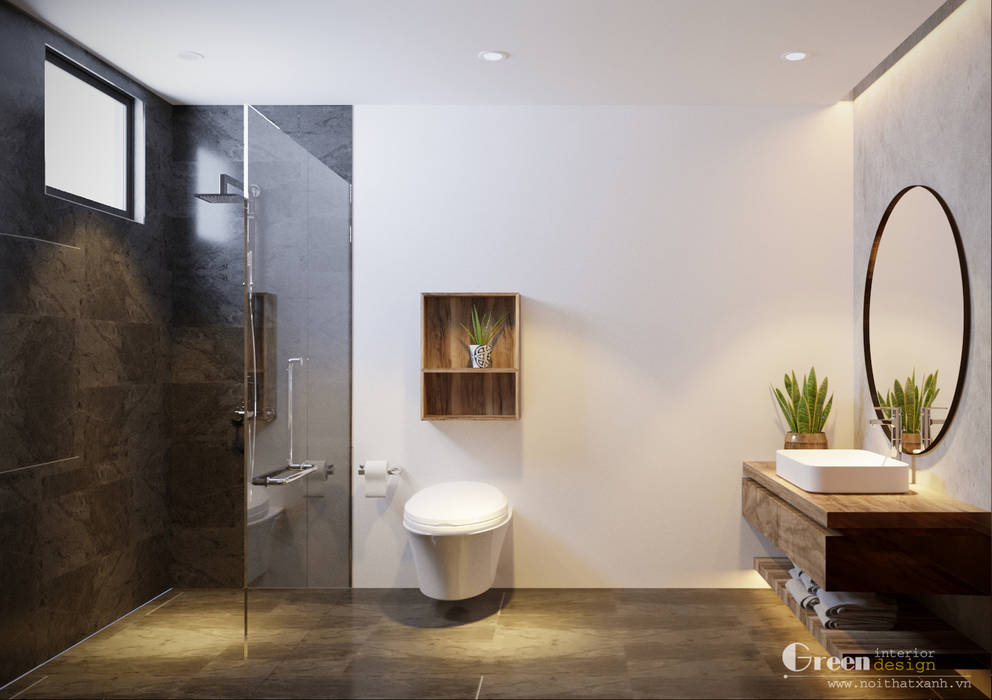 THIẾT KẾ BIỆT THỰ SÂN VƯỜN ECOPARK – THÁCH THỨC MỌI GIỚI HẠN, Green Interior Green Interior Phòng tắm phong cách hiện đại