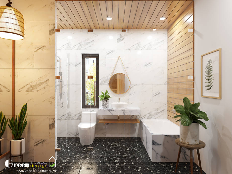 BIỆT THỰ VINHOMES THĂNG LONG : CÓ CĂN NHÀ NẰM NGHE NẮNG MƯA, Green Interior Green Interior Phòng tắm phong cách hiện đại