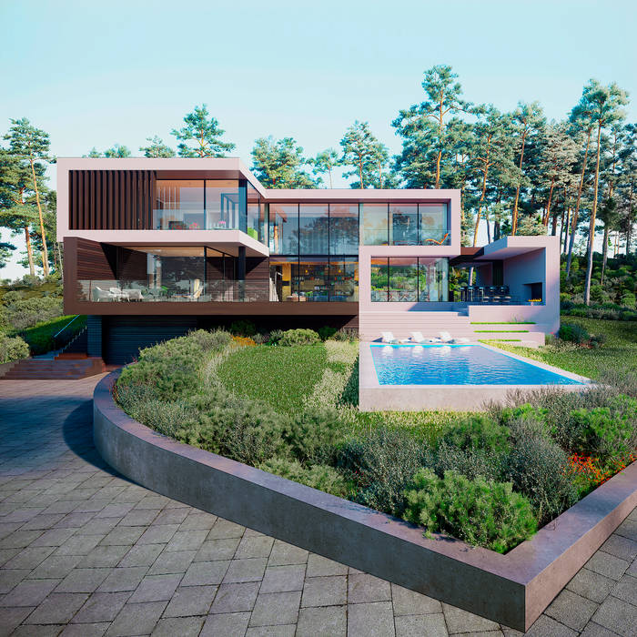 House in the forest 5.0 450м2, ALEXANDER ZHIDKOV ARCHITECT ALEXANDER ZHIDKOV ARCHITECT