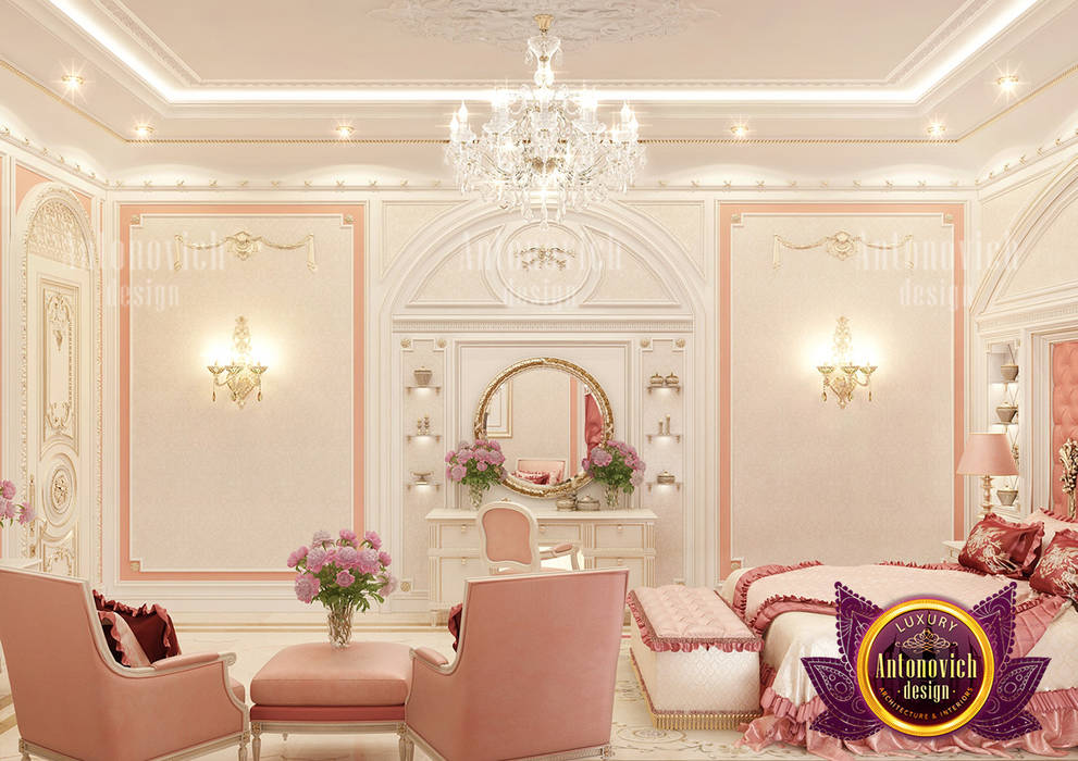 Lovely Pinky Bedroom Design for Girls, Luxury Antonovich Design Luxury Antonovich Design