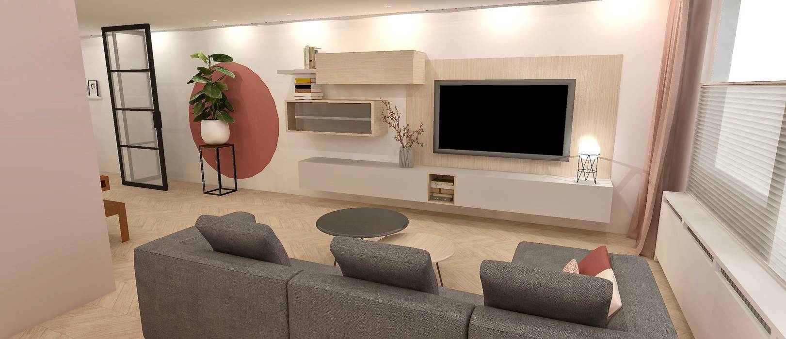 3d Render Van De Woonkamer Met Tv Kast Op Maat Van Stefania Rastellino Interior Design Homify