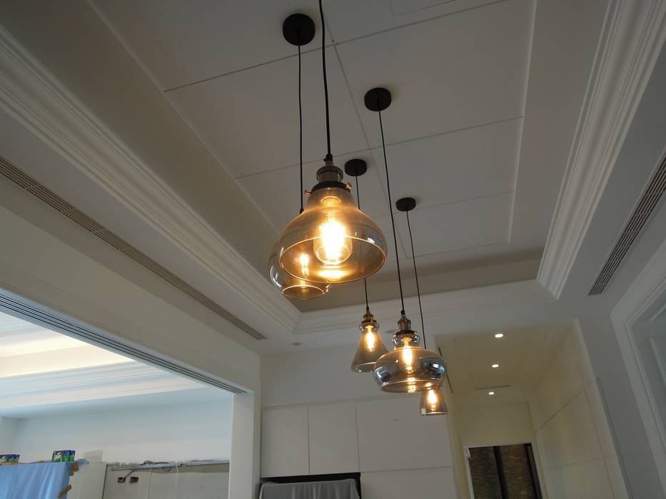 餐廳吊燈 houseda Industrial style dining room Glass