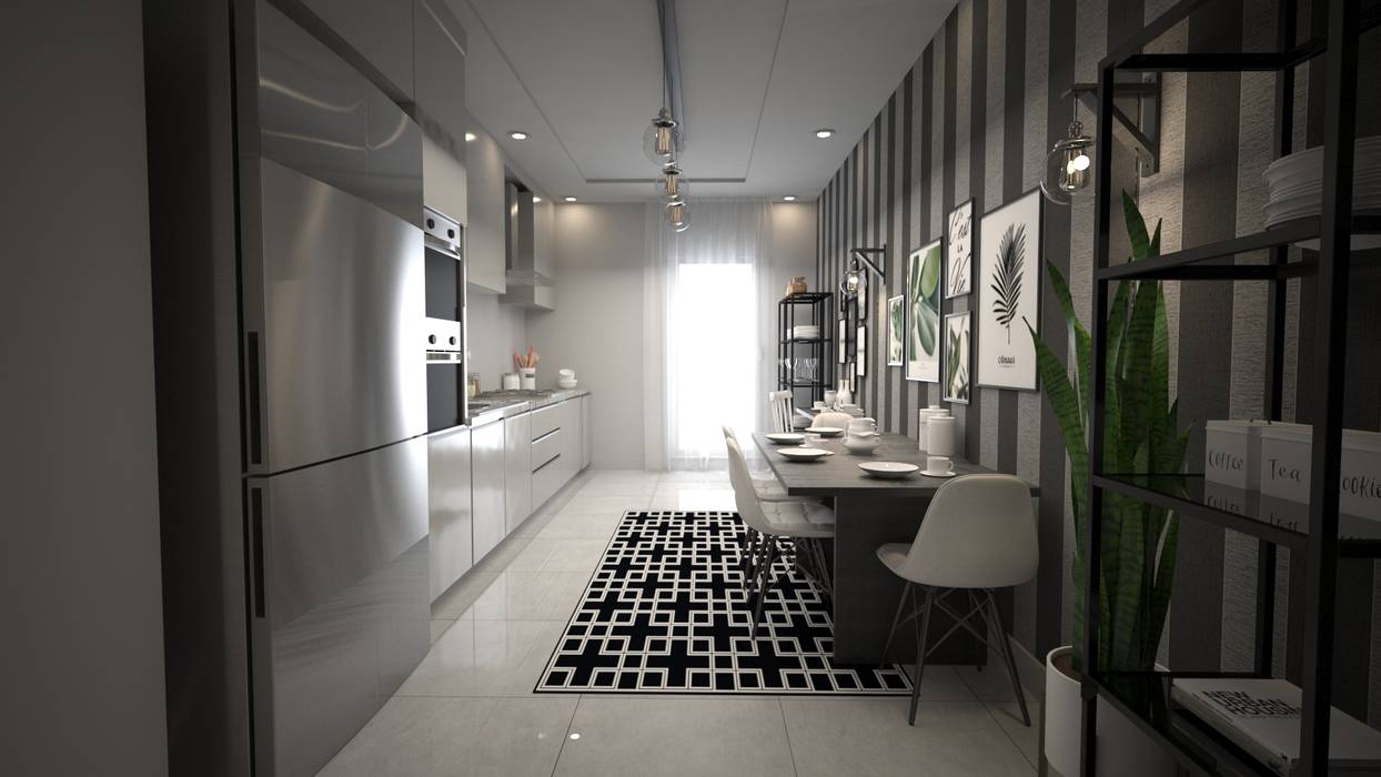 Sinpaş Marina Projesi | Mutfak Tasarımı HAZER INTERIOR DESIGN STUDIO Modern Mutfak