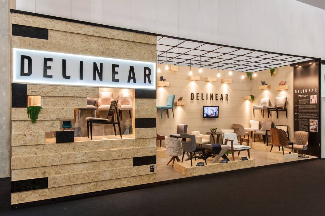 STAND DELINEAR MÓVEIS FEIRA HIGH DESIGN EXPO, SÃO PAULO, SP, ÉLLI ARQUITETURA ÉLLI ARQUITETURA Коммерческие помещения Выставочные центры