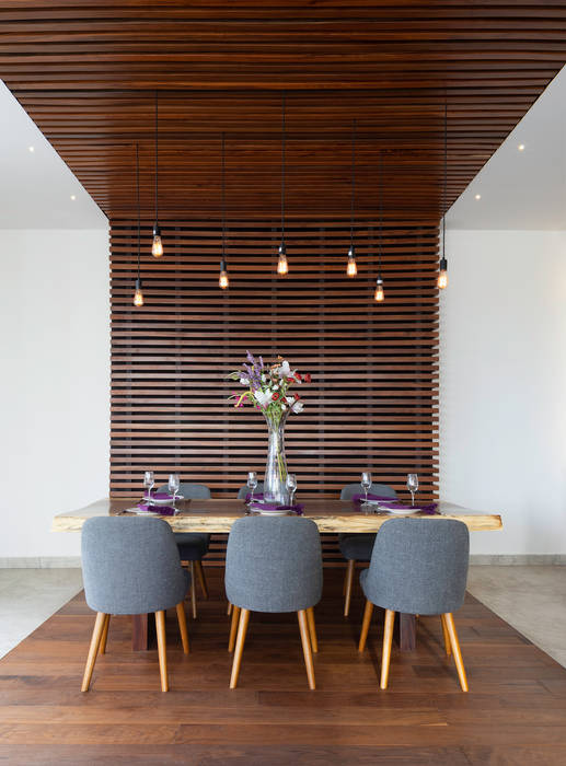 casa de la p, Daniel Cota Arquitectura | Despacho de arquitectos | Cancún Daniel Cota Arquitectura | Despacho de arquitectos | Cancún Modern dining room Wood Wood effect