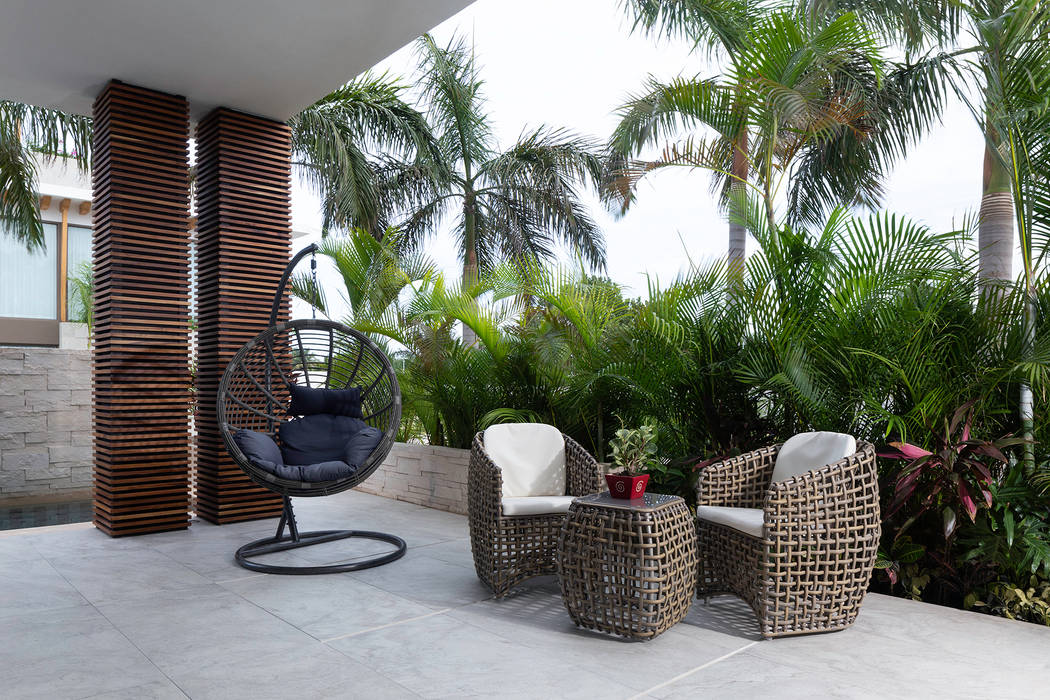 casa de la p, Daniel Cota Arquitectura | Despacho de arquitectos | Cancún Daniel Cota Arquitectura | Despacho de arquitectos | Cancún Modern balcony, veranda & terrace Wood Wood effect