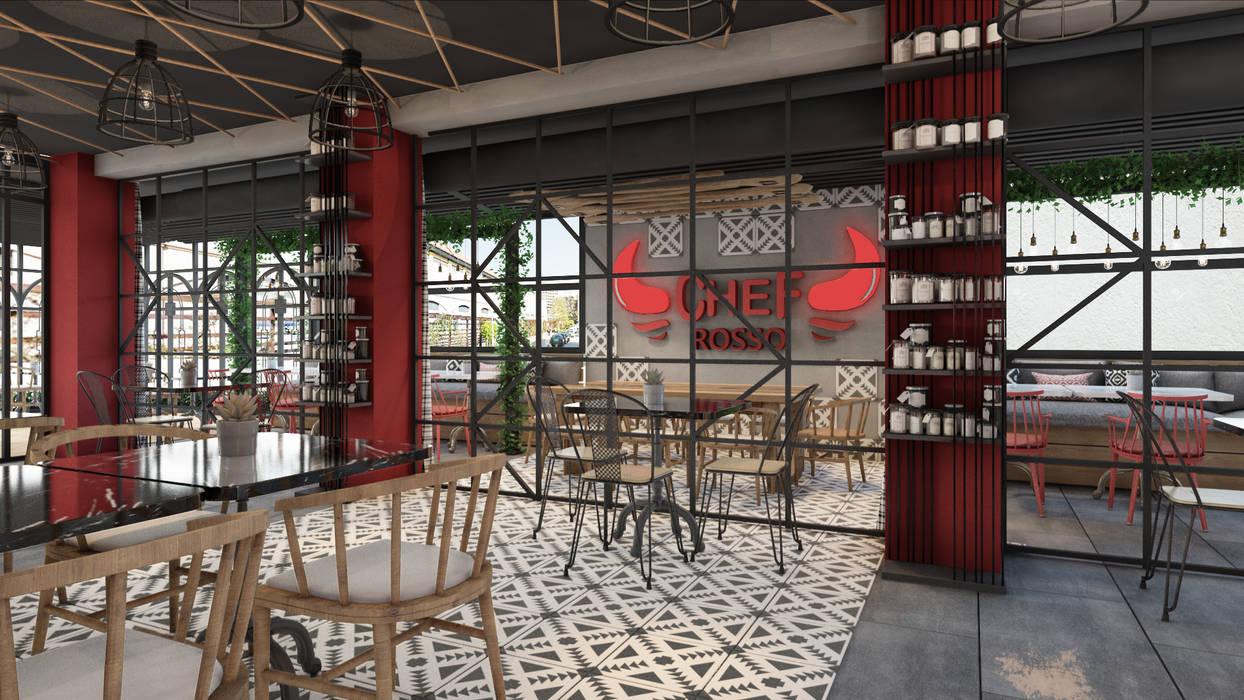 Chef Rosso Restaurant Tasarımı - Mersin, Rengin Mimarlık Rengin Mimarlık Commercial spaces Gastronomy