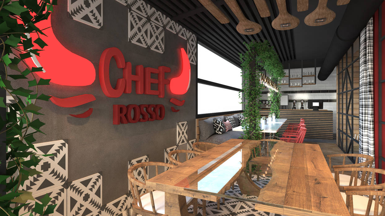 Chef Rosso Restaurant Tasarımı - Mersin, Rengin Mimarlık Rengin Mimarlık Commercial spaces Gastronomy