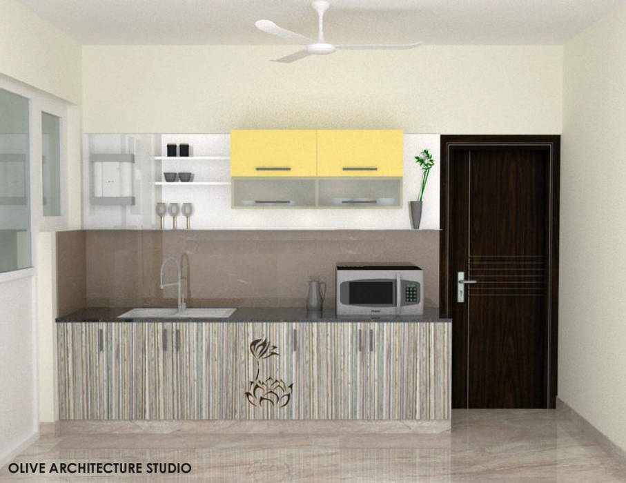 Mrs. Thamarai Residence @ Coimbatore, Olive Architecture Studio Olive Architecture Studio Armarios de cocinas Contrachapado