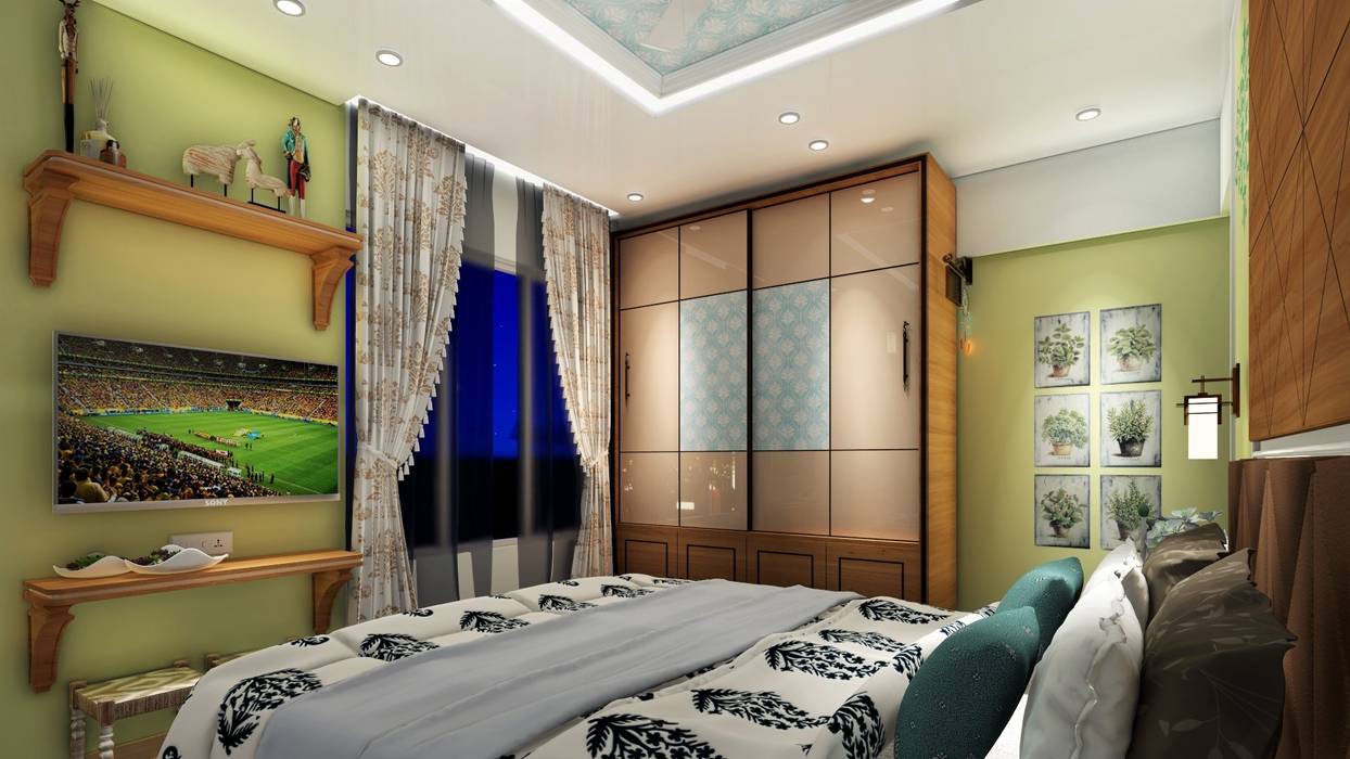 3BHK, Nyati Ambiance, Undri, , Design Evolution Lab Design Evolution Lab Modern style bedroom