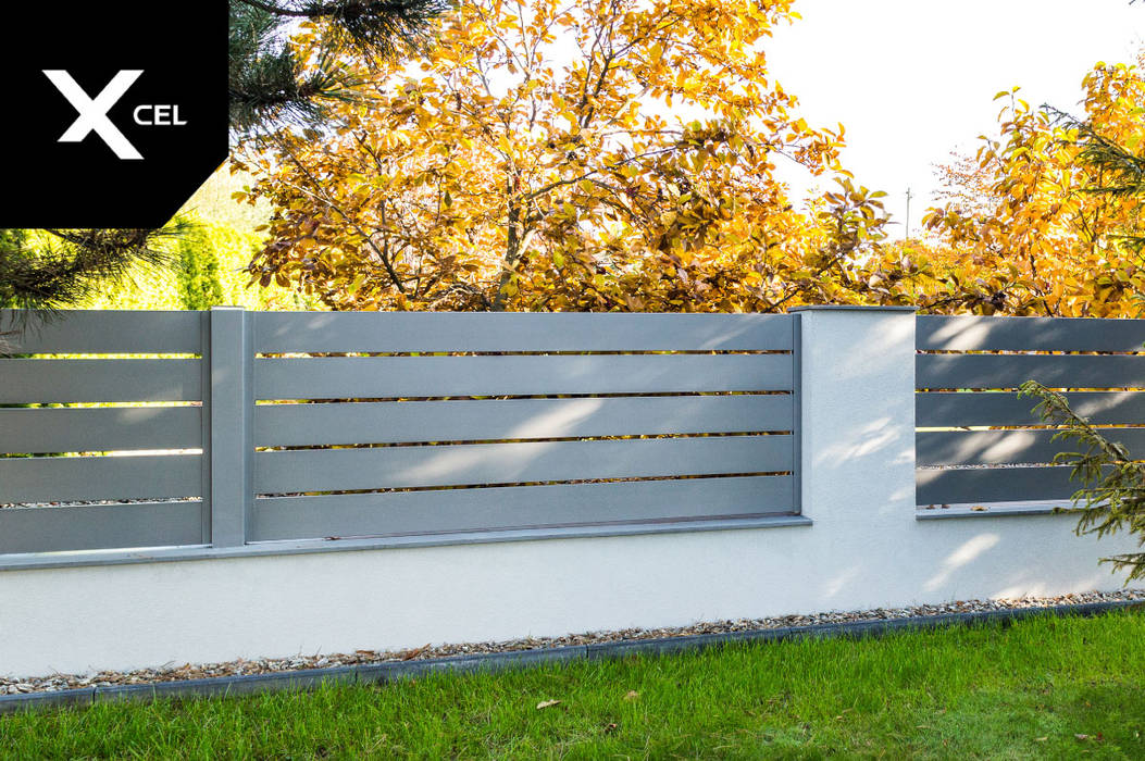 Szare ogrodzenie aluminiowe XCEL Fence Podwórko płot,ogrodzenie