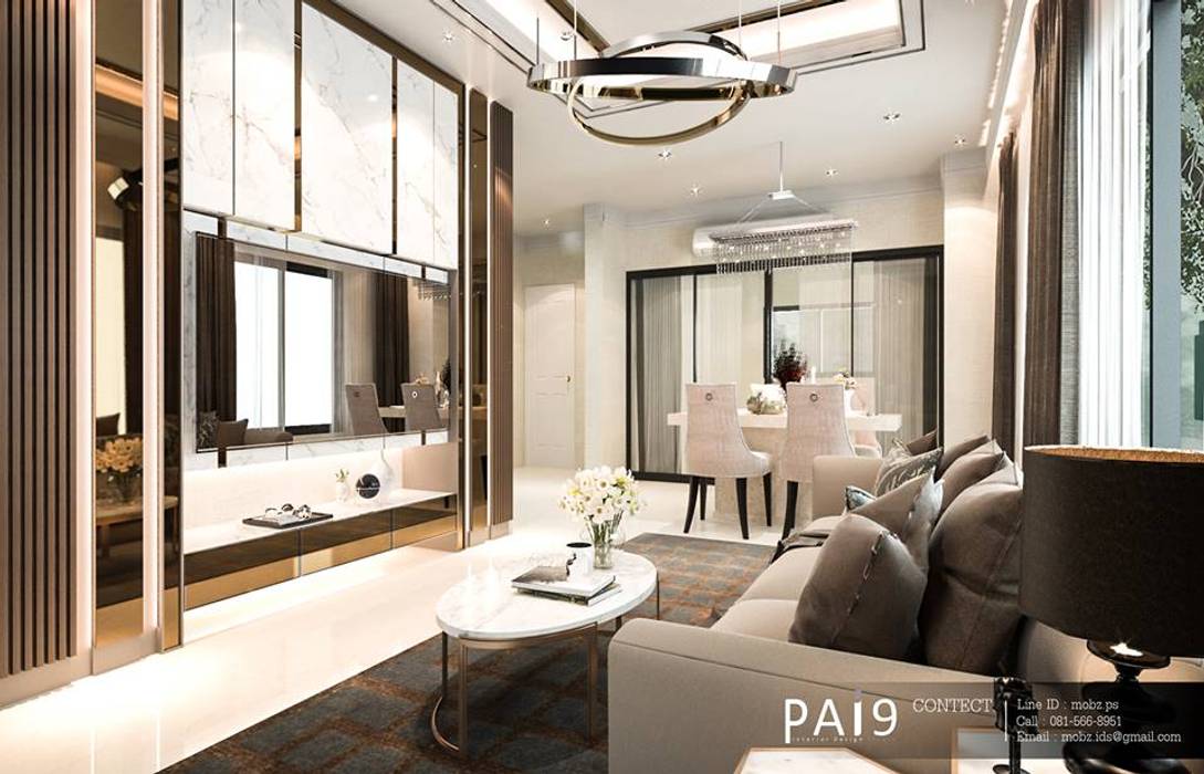 Project : Perfect Place 4 – Ratchapruek, PAI9 Interior Design Studio PAI9 Interior Design Studio ห้องนั่งเล่น