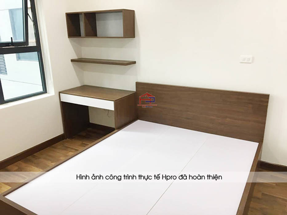 Hình ảnh thực tế không gian phòng ngủ bé trai nhà chị Thắng - Goldmark City Nội thất Hpro Phòng ngủ phong cách hiện đại giường ngủ melamine,bàn học melamine,tủ quần áo melamine,nội thất melamine,