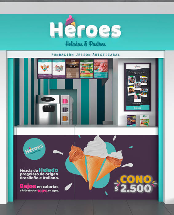 Diseño de Heladería Pragma - Diseño Espacios comerciales Espacios comerciales