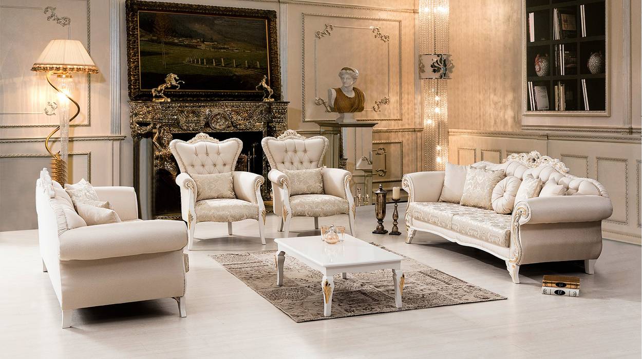 صالون كلاسيك مودرن تصميم تركي مميز من تنفيذ اثاث مصر , اثاث مصر اثاث مصر Classic style living room Stools & chairs