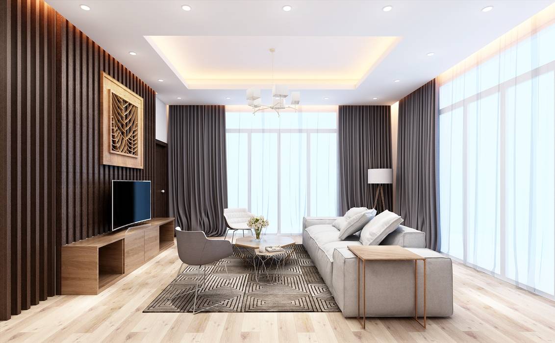 Nội thất nhà cấp 4, Nguyen Phong Thiết kế nội thất Nguyen Phong Thiết kế nội thất Scandinavian style living room OSB