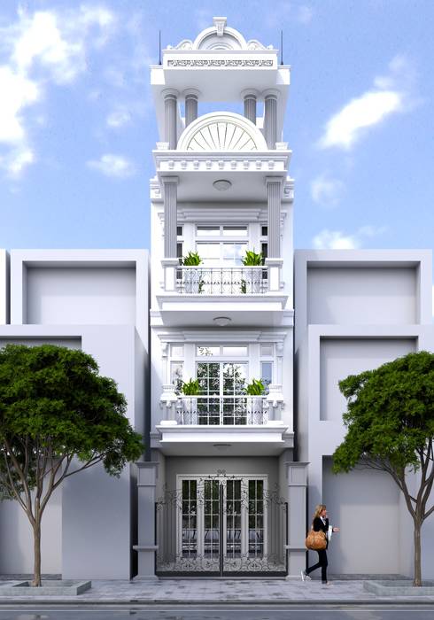 Thiết kế nhà lô phố tân cổ điển., Nguyen Phong Thiết kế nội thất Nguyen Phong Thiết kế nội thất Einfamilienhaus OSB