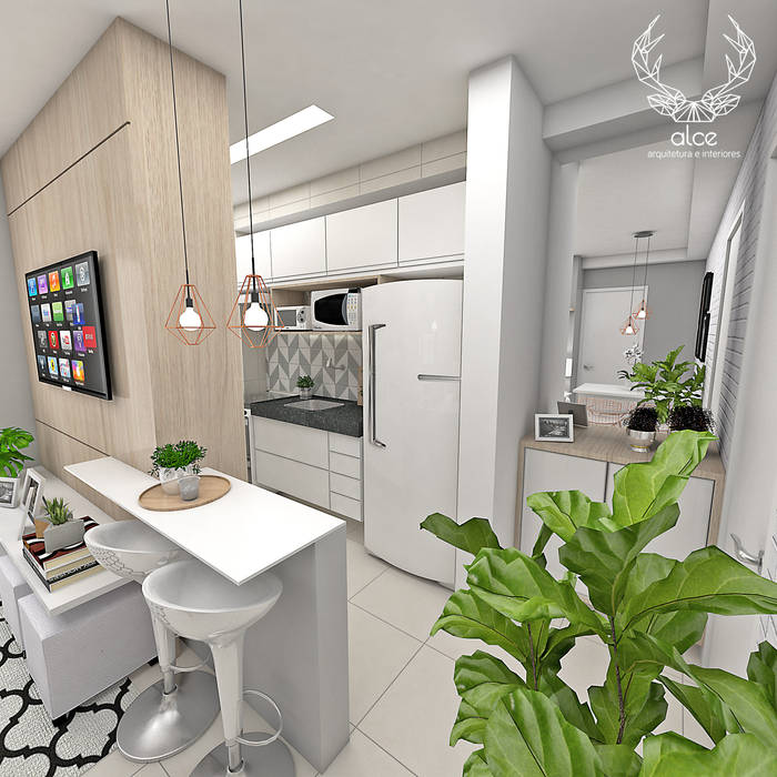 Apartamento OAR, Alce Arquitetura e Interiores Alce Arquitetura e Interiores Small kitchens