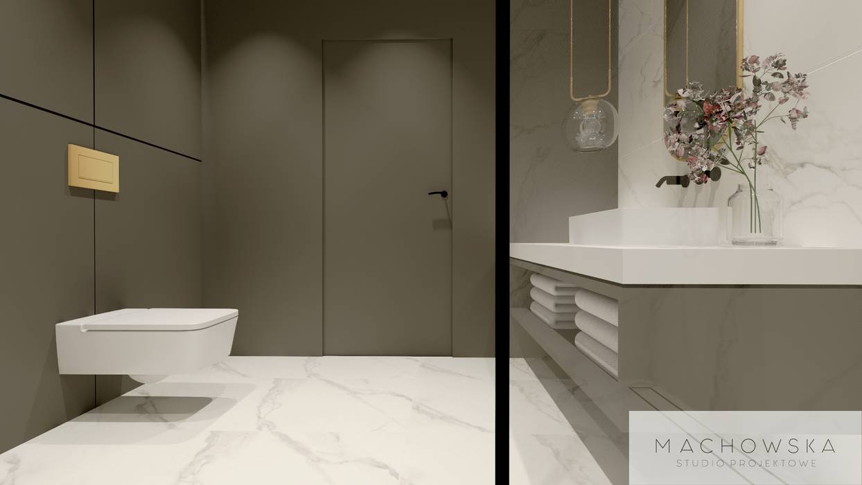 Elegancja w nowoczesnym wydaniu - łazienka, Machowska Studio Projektowe Machowska Studio Projektowe Modern Bathroom Marble