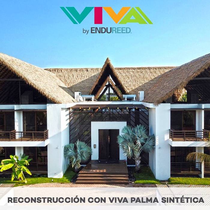 RECONSTRUCCION DE EL TECHO CON VIVA PALMA SINTÉTICA GLOBAL INNOVATION Espacios comerciales Hoteles