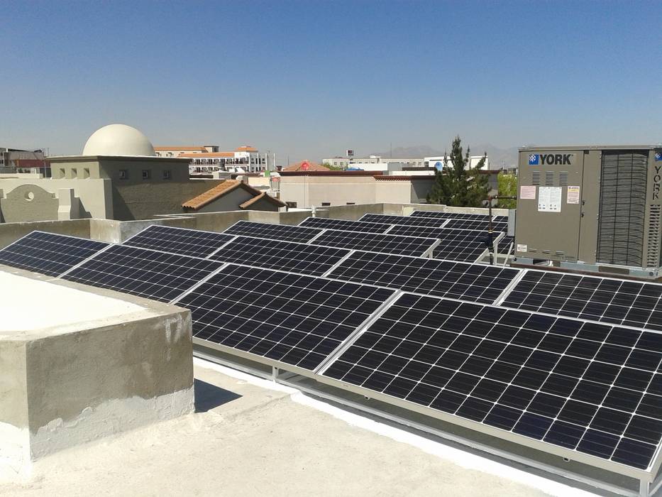 SFV (Sistema Solar Fotovoltaico), CORSA grupo constructor / CORSA energia solar CORSA grupo constructor / CORSA energia solar Roof terrace آئرن / اسٹیل