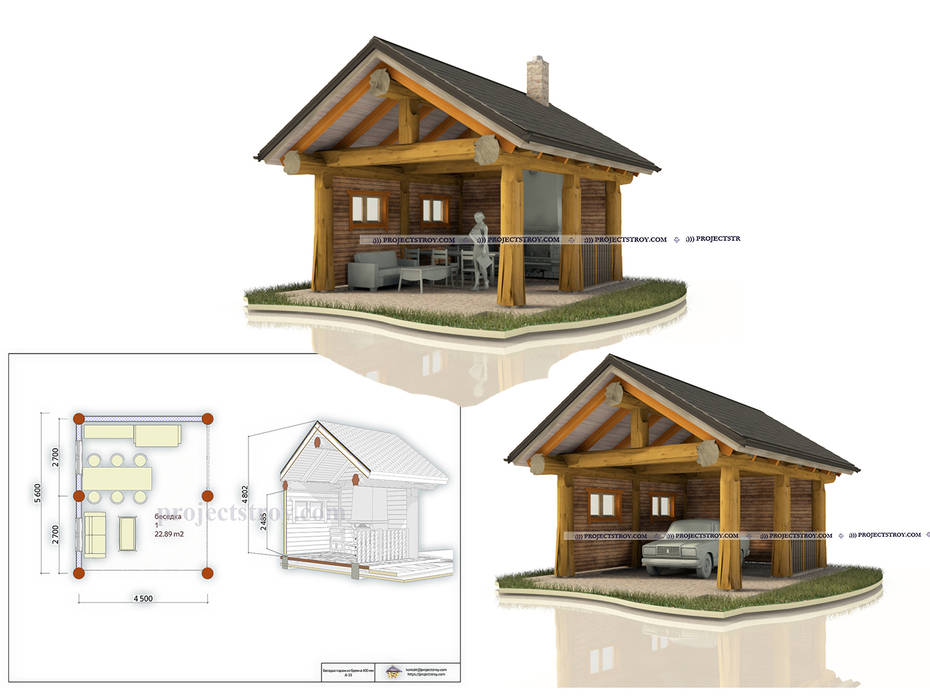 Беседка или навес из бревна post and beam, Projectstroy Projectstroy Garden Shed Wood Wood effect