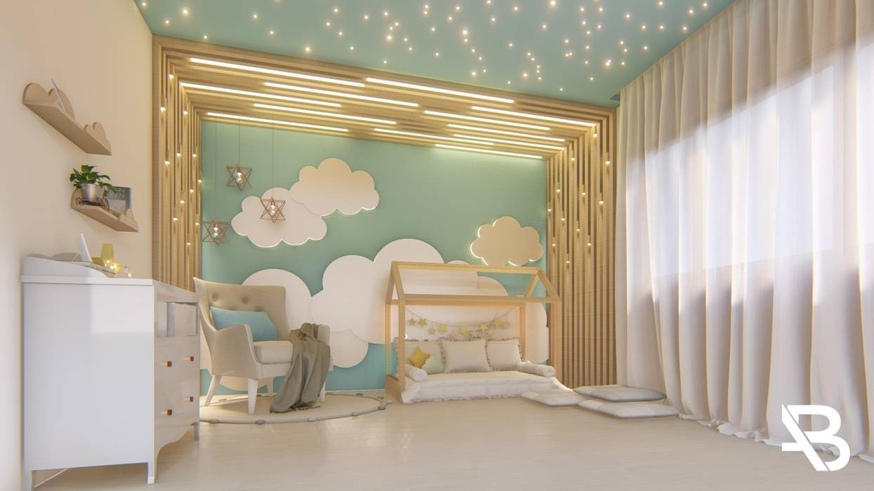 DORMITORIO CIELO AZUL Arquitecta Ana Belen Recámaras para niños Madera Acabado en madera