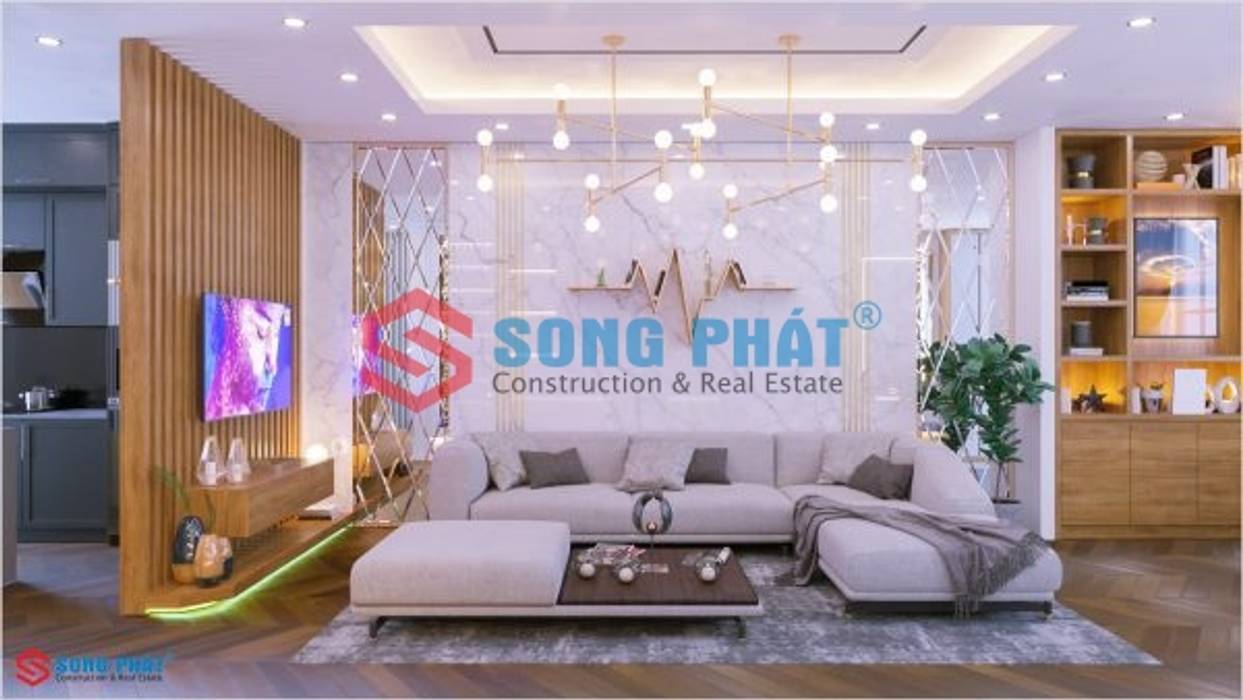 Thiết kế và thi công nội thất nhà phố 2 tầng 5x20m tại Bình Dương, Công ty TNHH TK XD Song Phát Công ty TNHH TK XD Song Phát Salle à manger asiatique Tabourets & bancs