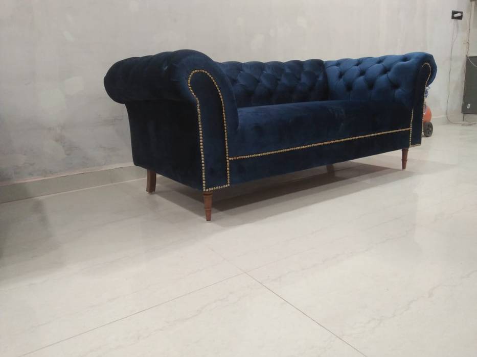 Basement at Noida, Grey-Woods Grey-Woods Living room Engineered Wood Transparent Sofas & armchairs