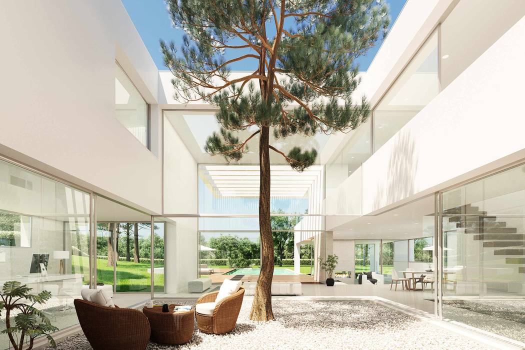 Patio interior Otto Medem Arquitecto vanguardista en Madrid Jardines japoneses