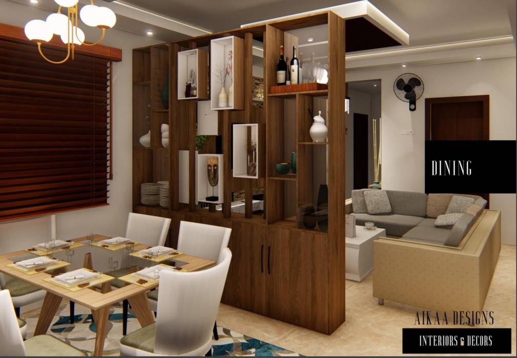 CROCKERY UNIT Aikaa Designs Modern dining room Furniture,Couch,Property,Table,Picture frame,Chair,Wood,Lighting,Interior design,Living room