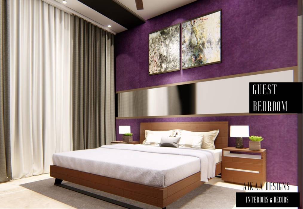 LUXURY 3 BHK APARTMENT INTERIORS AT CHENNAI, Aikaa Designs Aikaa Designs Спальня