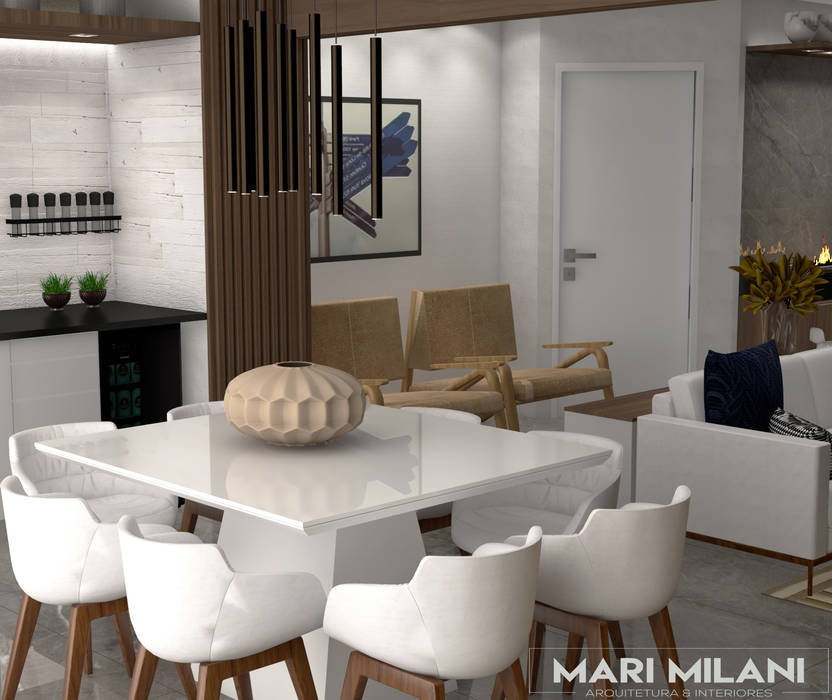 Sala de jantar integrada Mari Milani Arquitetura & Interiores Salas de jantar modernas