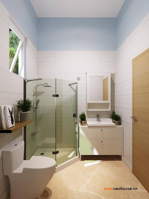Thiết kế nội thất biệt thự vườn 1 tầng tại Long An, NEOHouse NEOHouse Phòng tắm: thiết kế nội thất · bố trí · ảnh Bathtubs & showers