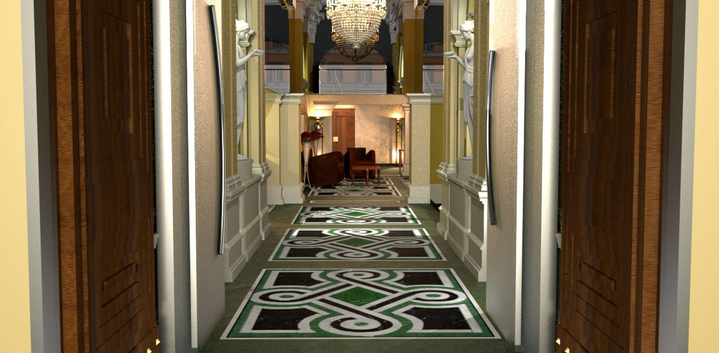 Ingresso Hotel homify Spazi commerciali Marmo Progetto restyling,pavimento marmo,Hotel