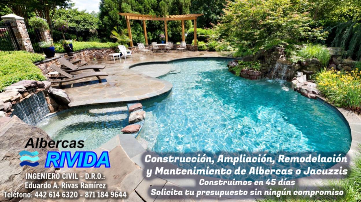 DRO, EARR CONSTRUCCIONES, S.A. DE C.V. EARR CONSTRUCCIONES, S.A. DE C.V. Garden Pool مضبوط کیا گیا کنکریٹ