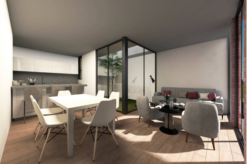 Residencial Koatl , G._ALARQ G._ALARQ Salas de estilo minimalista